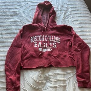 Red Boston College Eagles Cropped Hoodie